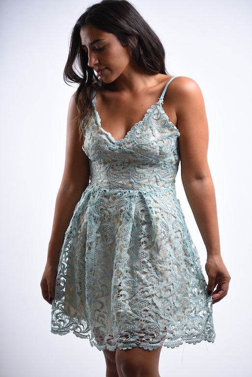 Pastel Mint Green Midi Lace Dress Fusion By HK Pastel Mint Green Midi Lace Dress Fusion By HK