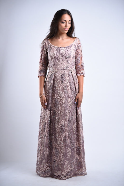 Lilac beaded root gown