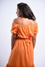 Load image into Gallery viewer, Peachy Orange Off Shoulder Midi
