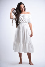 Load image into Gallery viewer, Off shoulder Puff 3/4 Midi Dress
